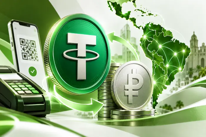 Tether USDT and peso payments across Latin America.