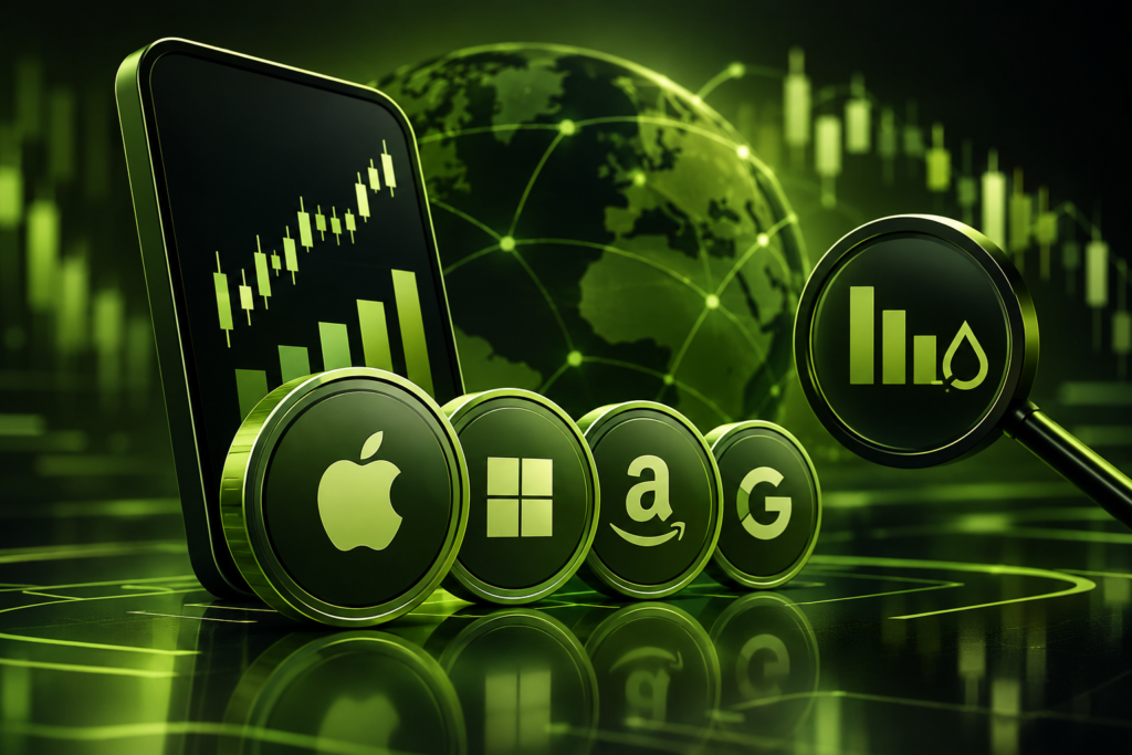 Tokenized stocks and digital trading charts illustrate IMF liquidity risks